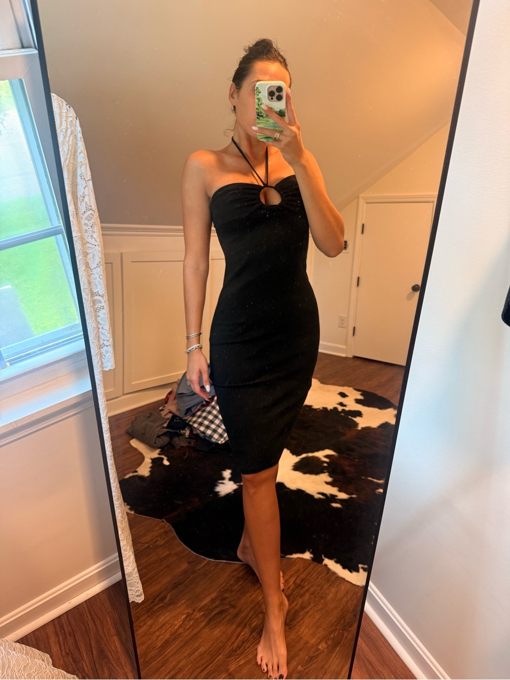 Zara Black Halter Mini Dress with Front Keyhole